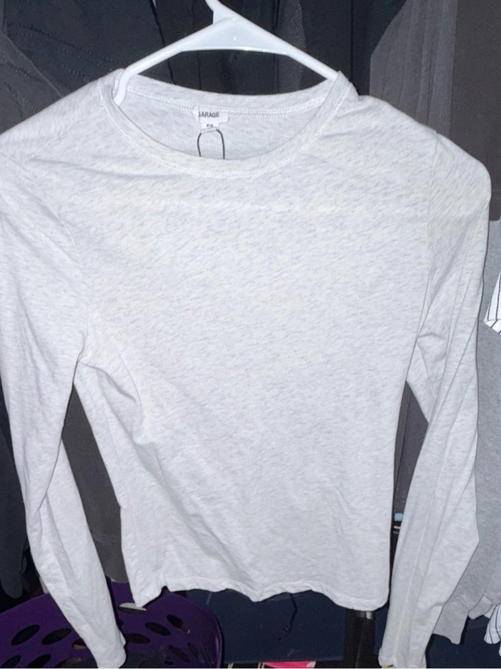 Garage Women's Long Sleeve Crewneck Top - Light Heather Gray